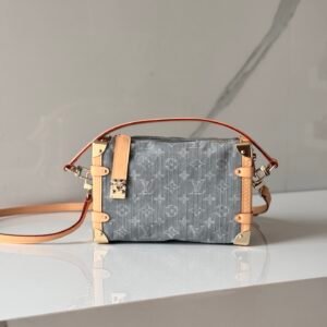 LOUIS VUITTON Side Trunk MM Shoulder Bag Monogram Denim, Washed Gray